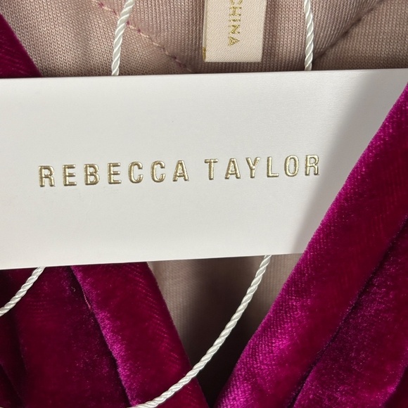 Rebecca Taylor Women Velvet Quilted Coat Jacket Sz M Luxe Regal Holiday NWT Belt - Picture 4 of 14